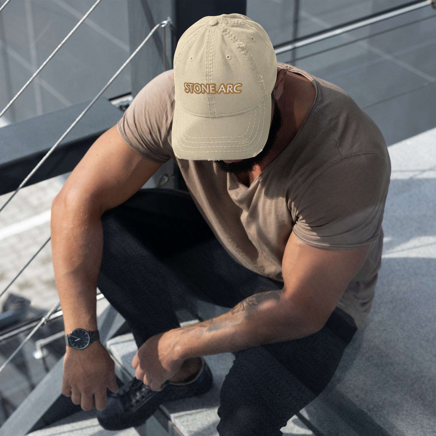 Stone Arc Distressed Dad Hat