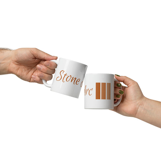 Stone Arc White Glossy Mug